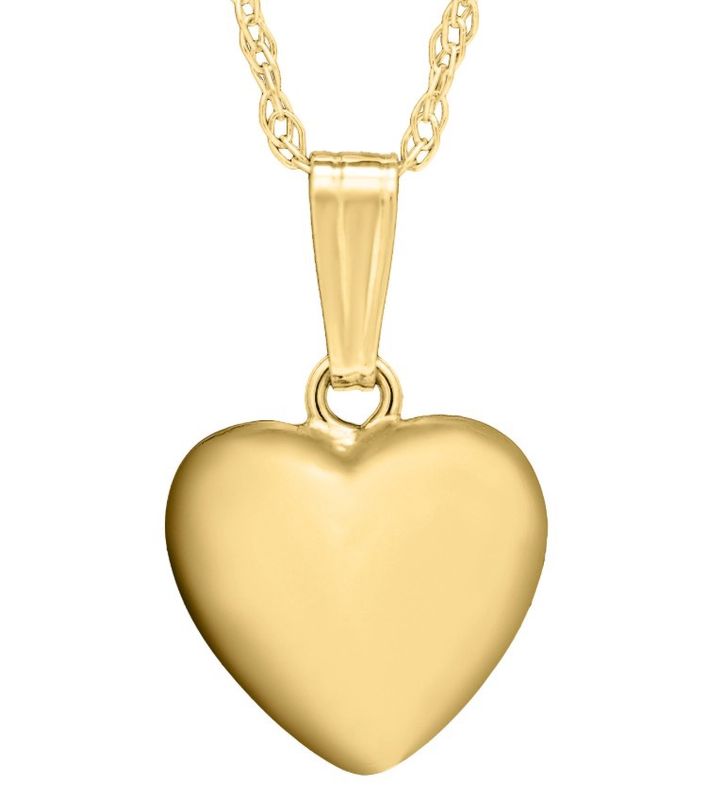 14k YG Child's Puffed Heart Necklace 13 14k YG Child's Puffed Heart Necklace 13"