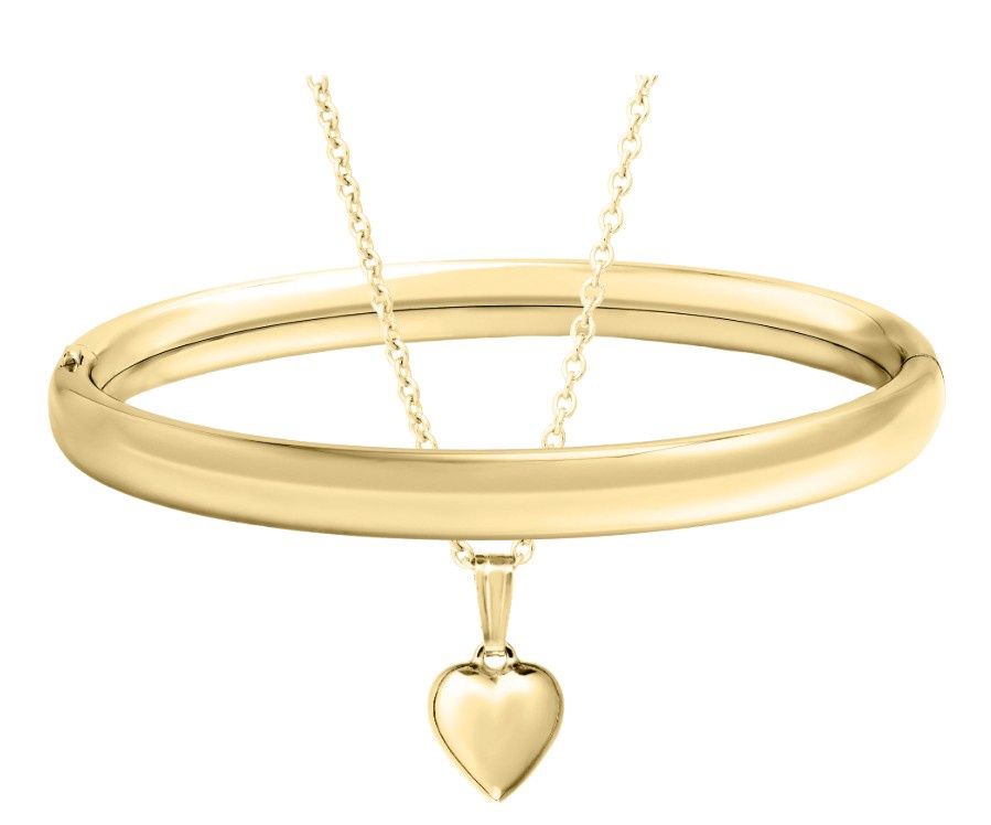 Child's Gold Filled Bangle and Heart Pendant Set Child's Gold Filled Bangle and Heart Pendant Set