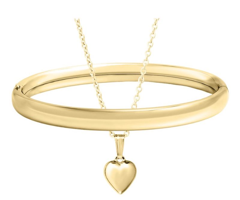 Child's Gold Filled Bangle and Heart Pendant Set Child's Gold Filled Bangle and Heart Pendant Set