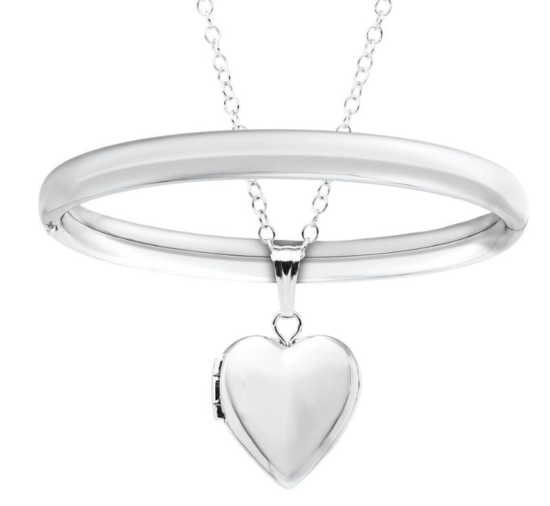 Child's Silver Bangle and Heart Pendant Set Child's Silver Bangle and Heart Pendant Set