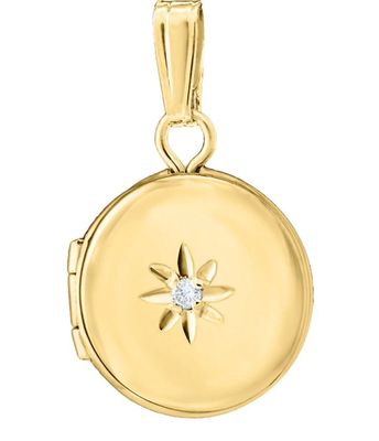Child's 14k YG Round Locket with Diamond Accent 13"