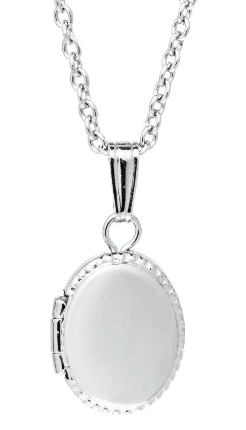 Silver Childs Oval Locket Necklace 13"