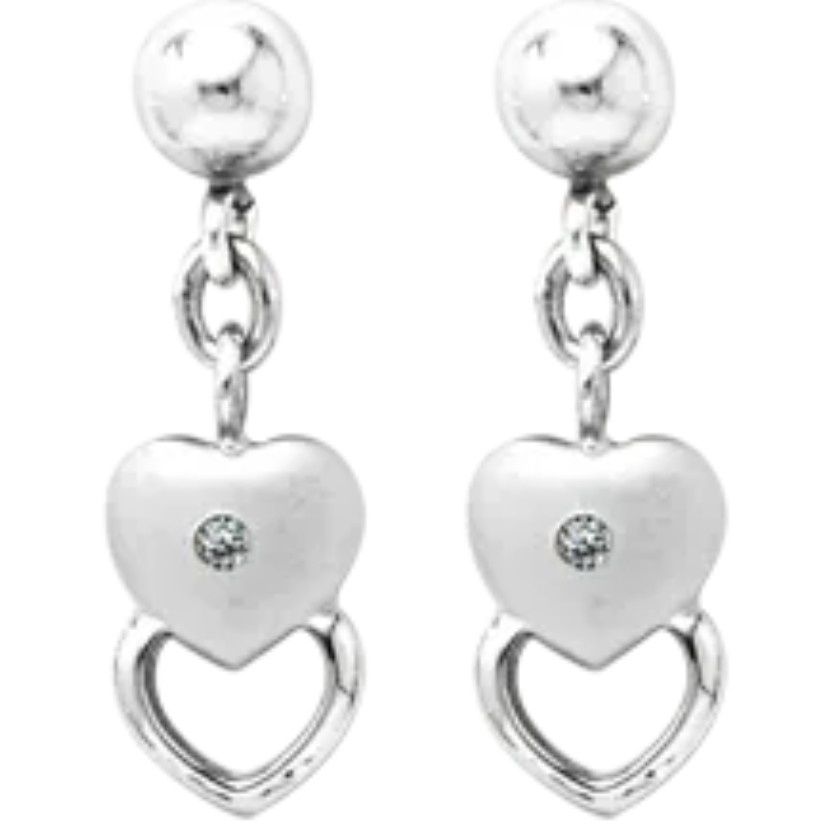 .925 Children's Diamond Heart Dangle Earrings .925 Children's Diamond Heart Dangle Earrings