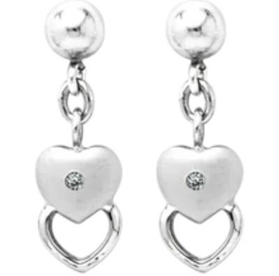.925 Children's Diamond Heart Dangle Earrings .925 Children's Diamond Heart Dangle Earrings