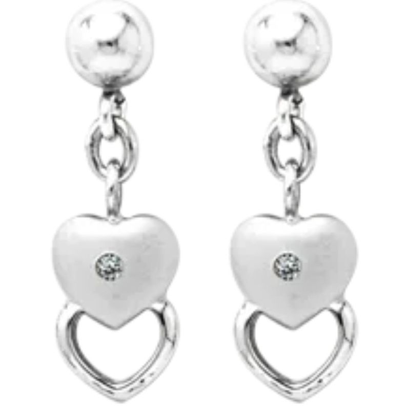 .925 Children's Diamond Heart Dangle Earrings .925 Children's Diamond Heart Dangle Earrings