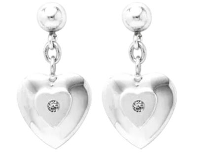 .925 Children's Heart Earrings with Diamond Accents