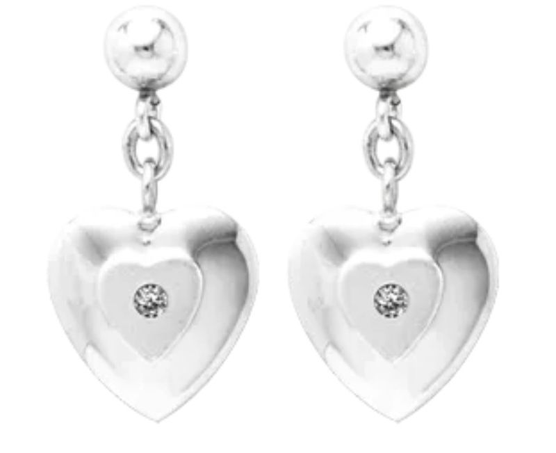 .925 Children's Heart Earrings with Diamond Accents .925 Children's Heart Earrings with Diamond Accents
