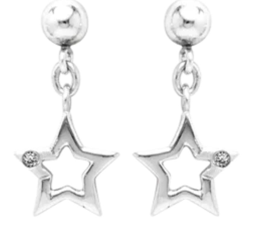 .925 Children's Star Earrings with Diamond Accents