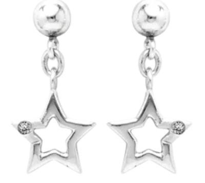 .925 Children's Star Earrings with Diamond Accents .925 Children's Star Earrings with Diamond Accents