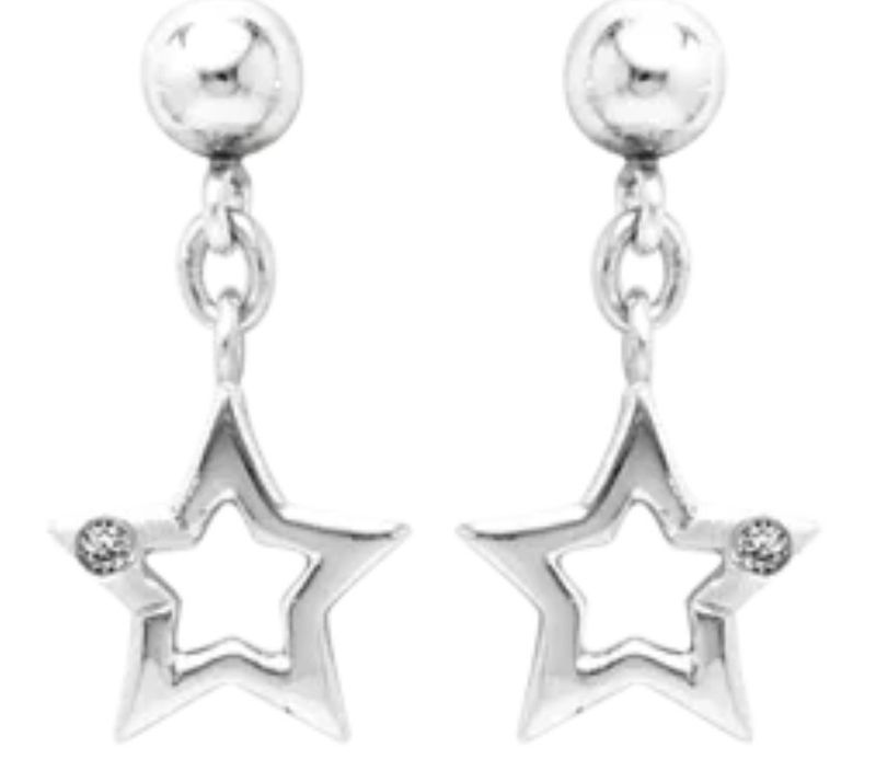 .925 Children's Star Earrings with Diamond Accents .925 Children's Star Earrings with Diamond Accents