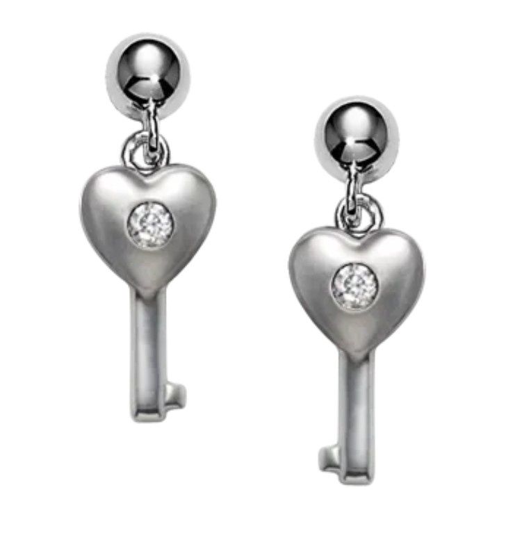 .925 Children's Diamond Key Dangle Earrings .925 Children's Diamond Key Dangle Earrings