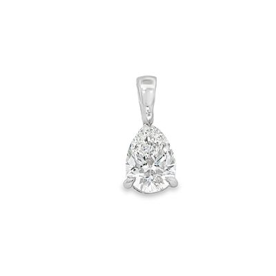 14k WG 2.00ct Pear Lab Diamond Solitaire Pendant