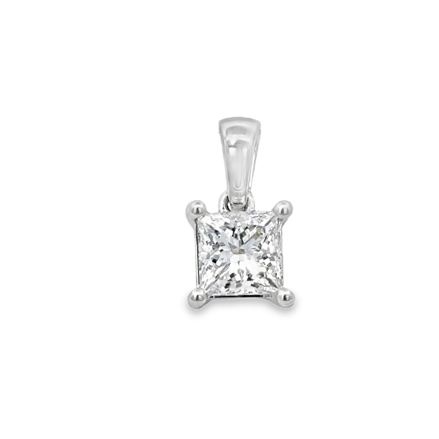 14k WG 2.04ct Princess Lab Diamond Solitaire Pendant