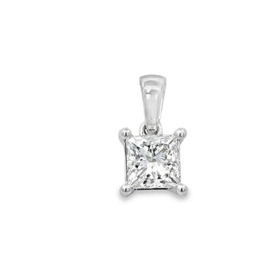 14k WG 2.04ct Princess Lab Diamond Solitaire Pendant