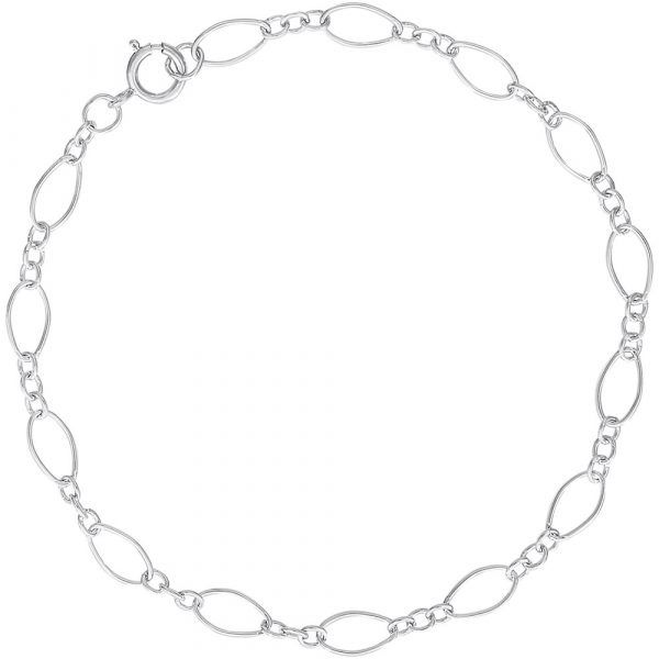 SS Open Figaro Link Classic Bracelet 8", Bracelet Length: 8 Inch