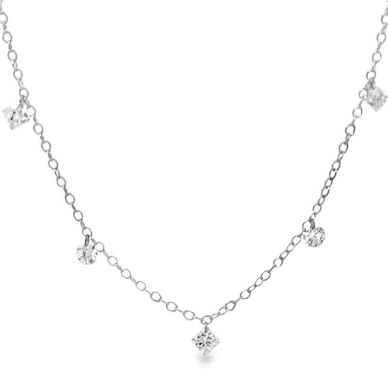 10k WG 1.00ctw Lab Diamond Dancing Necklace