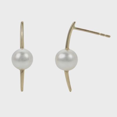 14K YG Akoya Pearl Arced Bar Earrings 14K YG Akoya Pearl Arced Bar Earrings