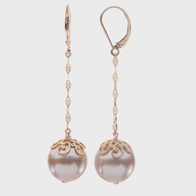 14k RG Pink Freshwater Pearl Earring
