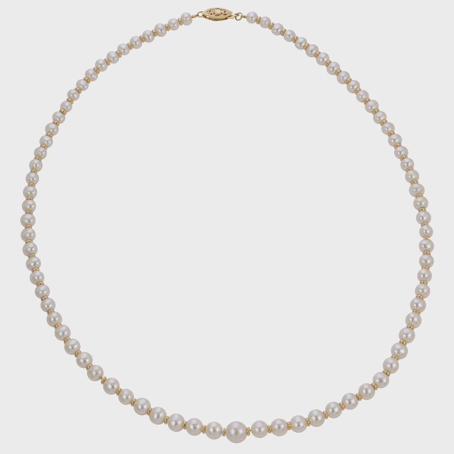 14k YG Freshwater Pearl & Gold Roundels Necklace