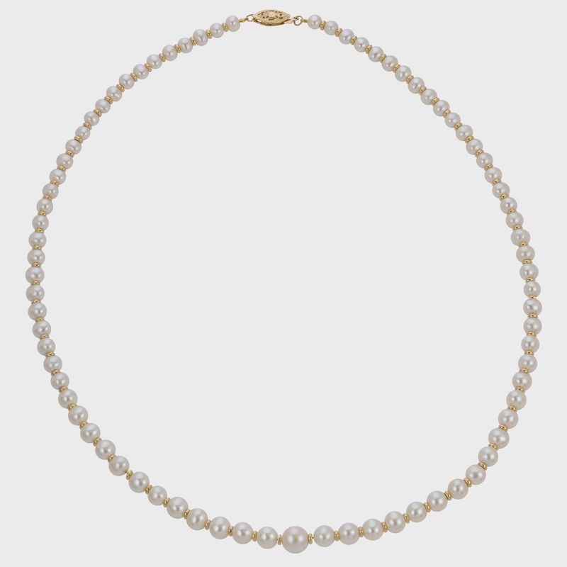 14k YG Freshwater Pearl & Gold Roundels Necklace
