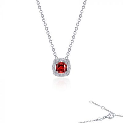.925 Sterling Silver 0.76ctw Cushion Cut Halo Necklace
