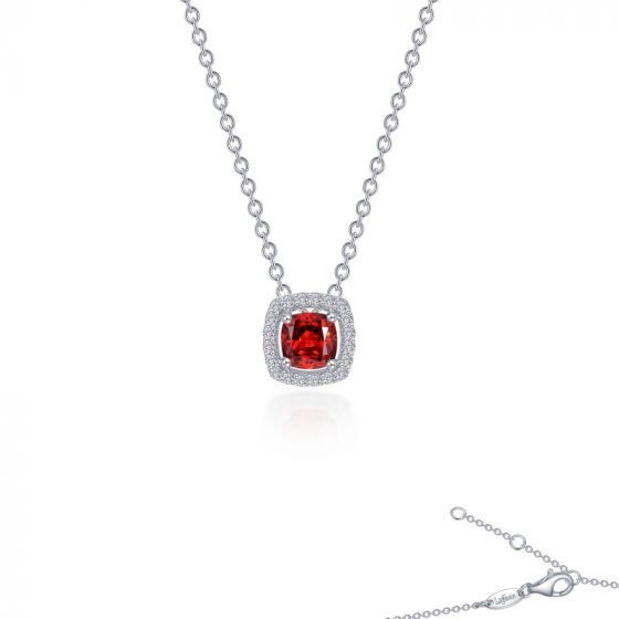 .925 Sterling Silver 0.76ctw Cushion Cut Halo Necklace