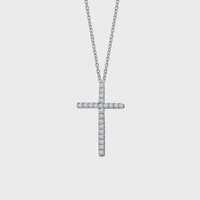 Sterling Silver 0.22ctw Cross Necklace