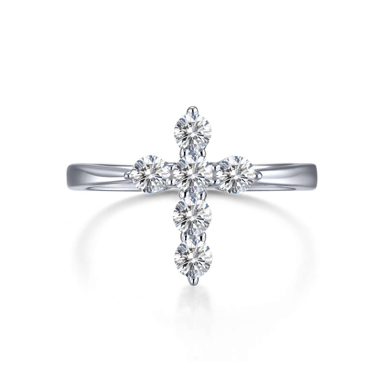 SS 0.30ctw Simulated Diamond Cross Ring, Ring Size: Size 7