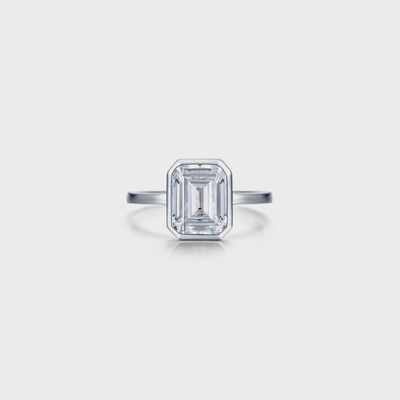 Sterling Silver 2.62ctw Emerald Cut Bezel Set Ring SZ 7 Sterling Silver 2.62ctw Emerald Cut Bezel Set Ring SZ 7