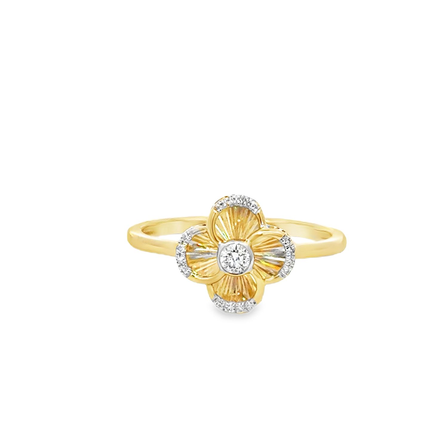 14k YG 0.08ctw Diamond Flower Bright-Cut Ring 14k YG 0.08ctw Diamond Flower Bright-Cut Ring