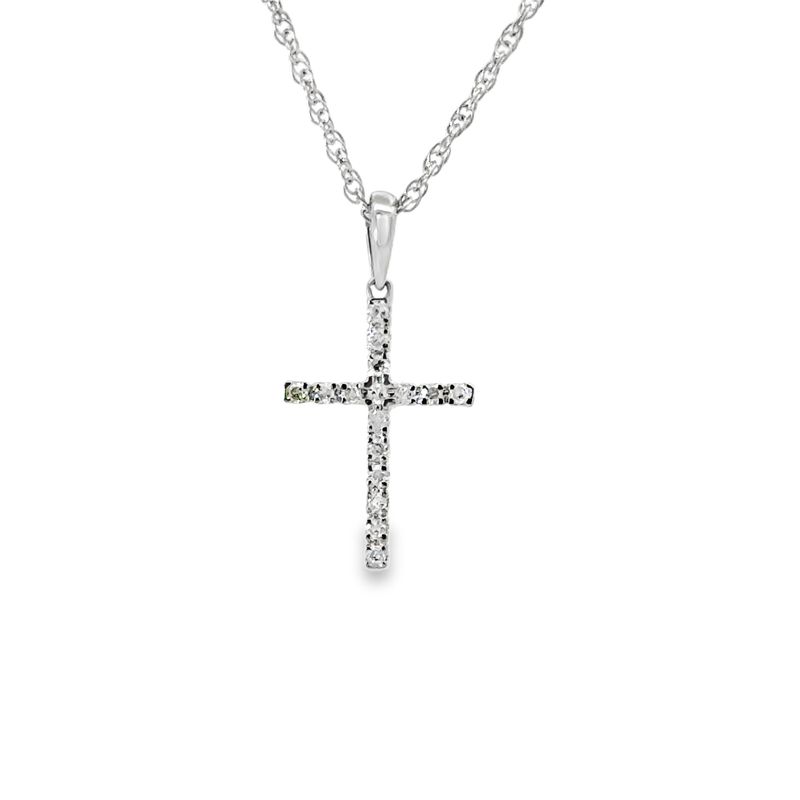 14k WG Diamond Cross Necklace 18"
