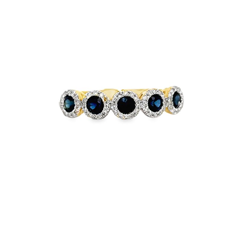 14k YG 0.15ctw Diamond & Sapphire Ring