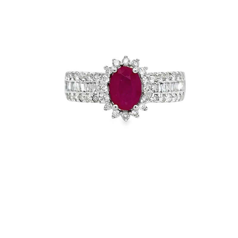 14k WG 0.50ctw Diamond & Ruby Ring