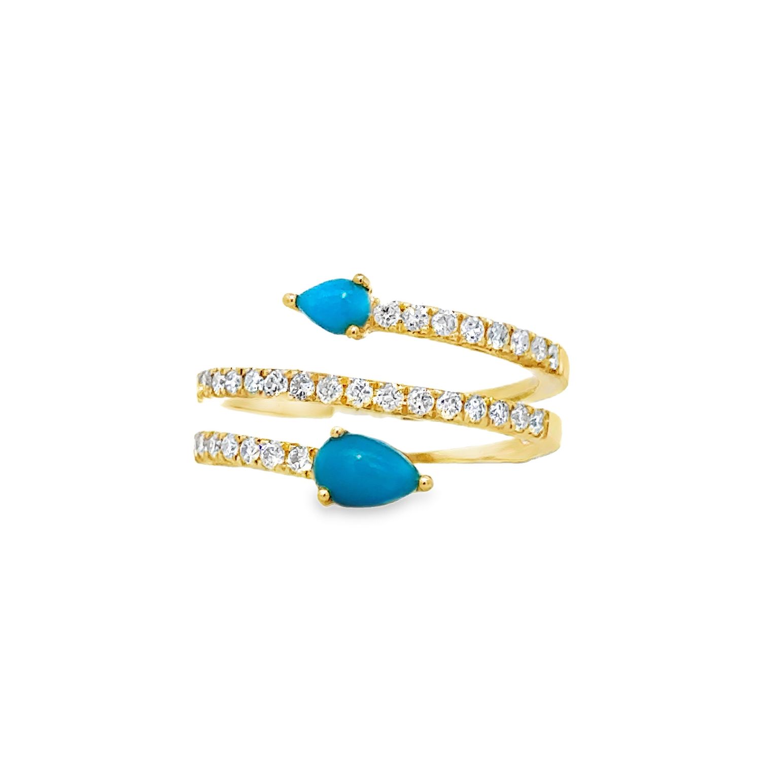 14k YG 0.46ctw Diamond & 0.52ctw Turquoise Ring