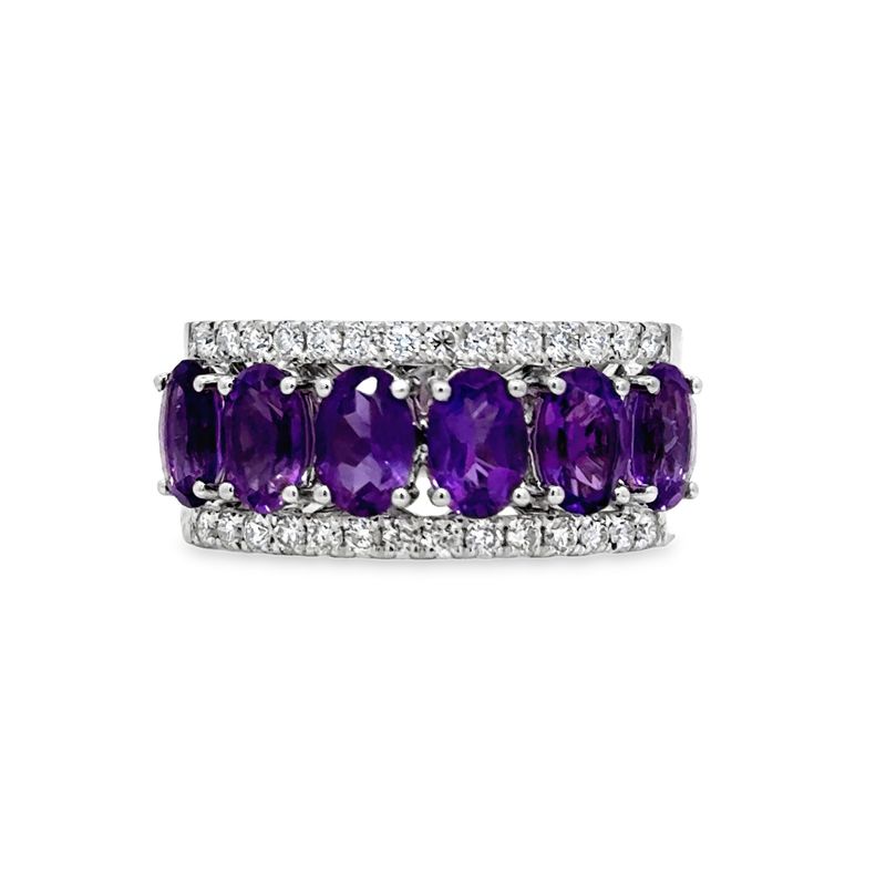 14k WG 0.43ctw Diamond 2.50ctw Amethyst Ring