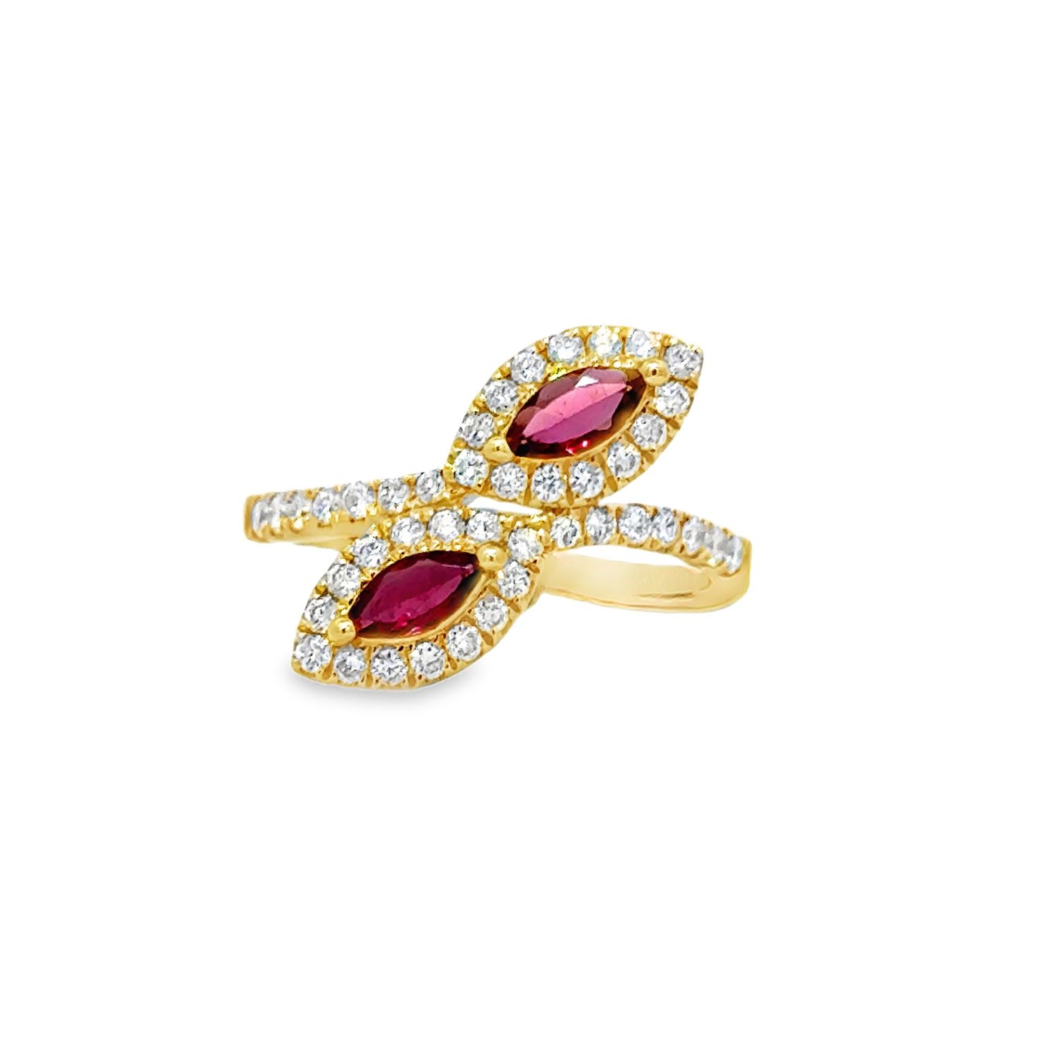 14k YG 0.58ctw Diamond & Garnet Bypass Ring 14k YG 0.58ctw Diamond & Garnet Bypass Ring