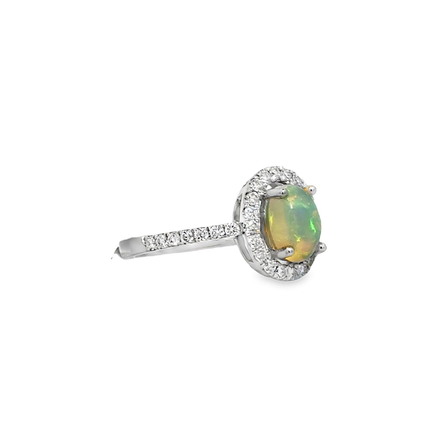 14k WG 0.44ctw Diamond & Opal Ring