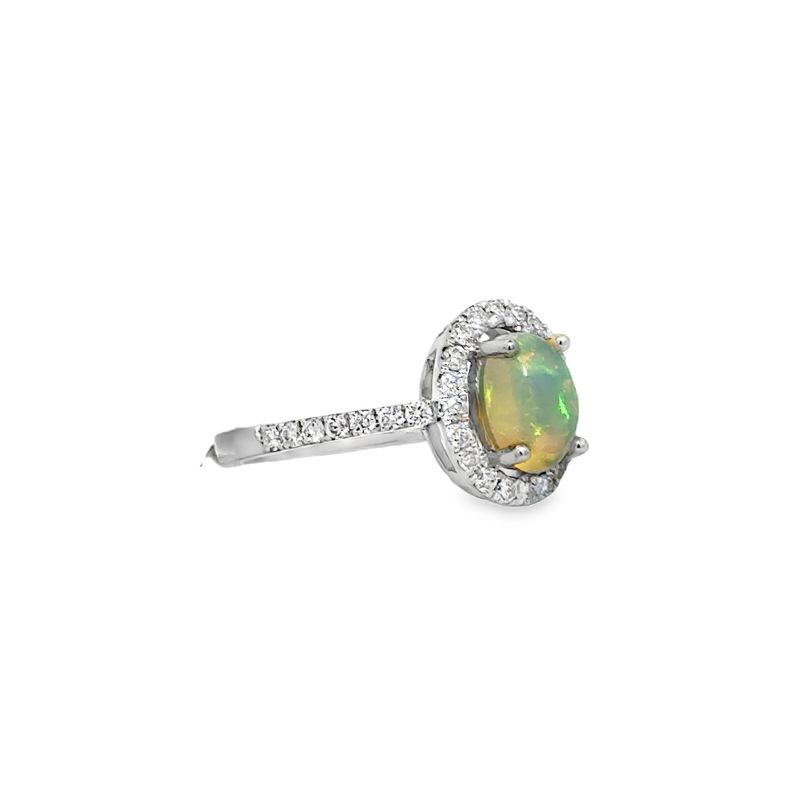 14k WG 0.44ctw Diamond & Opal Ring