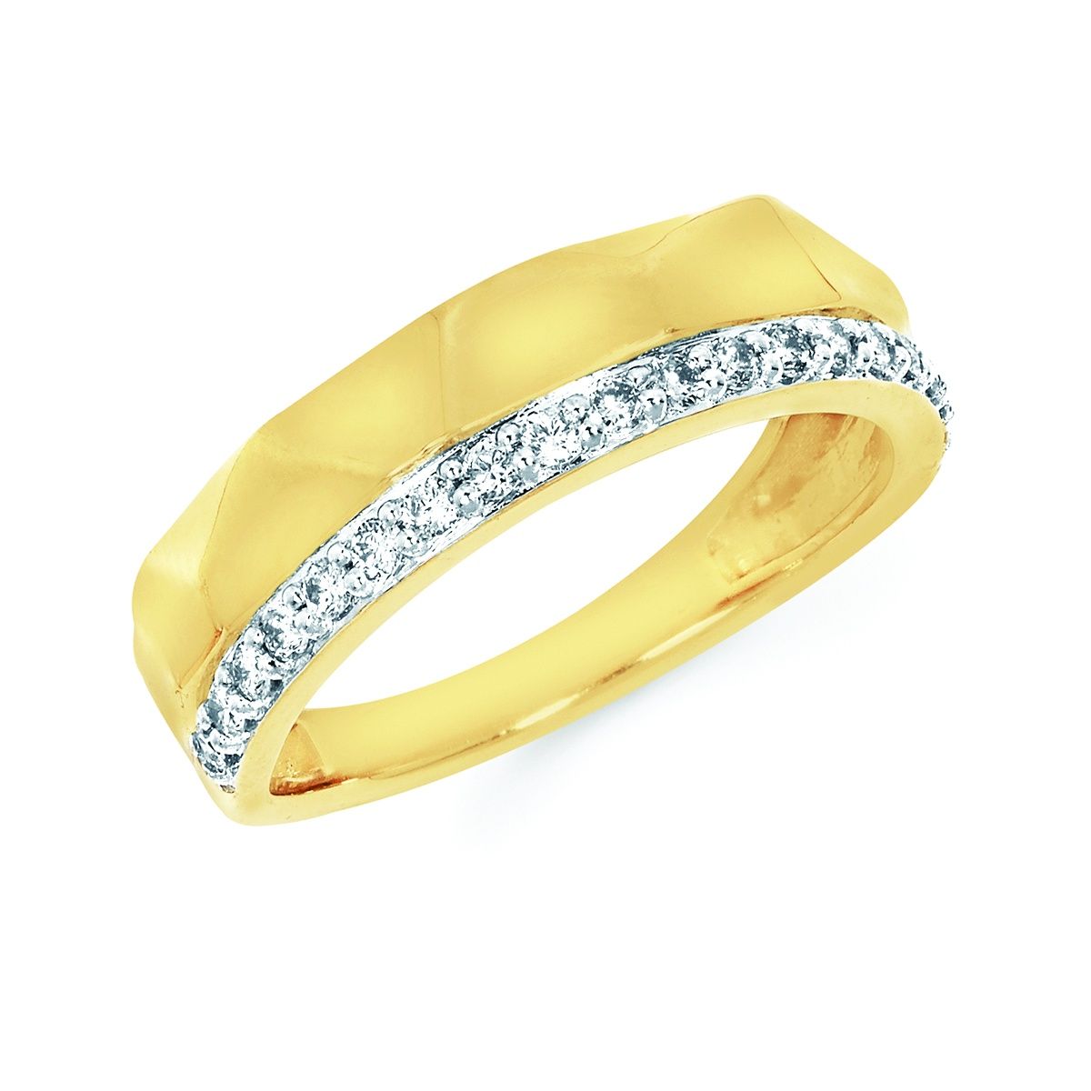 14k YG 0.25ctw Diamond Facet Edge Band