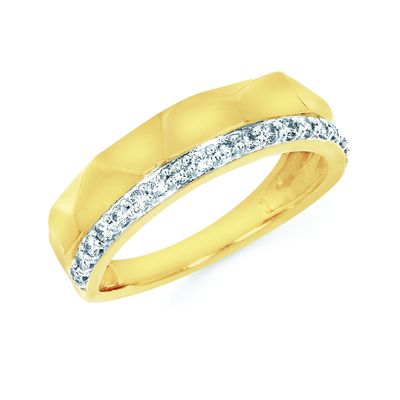 14k YG 0.25ctw Diamond Facet Edge Band