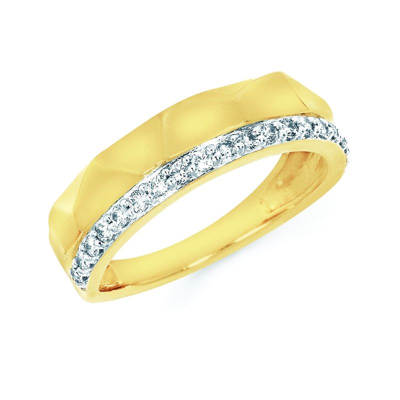 14k YG 0.25ctw Diamond Facet Edge Band