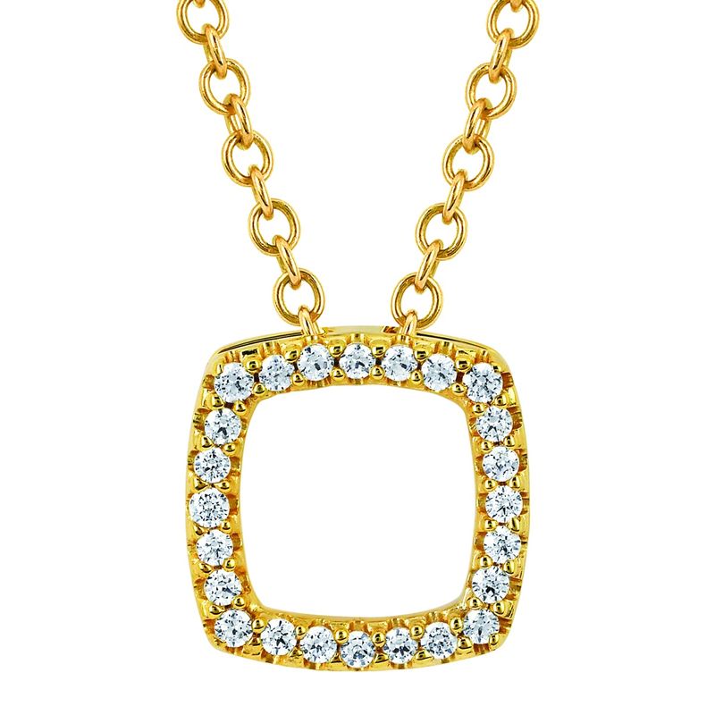 14k YG 1/6ctw Diamond Square Pendant Necklace