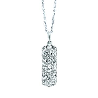 14k WG 1.00ctw Diamond Pave Bar Necklace 18"