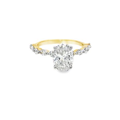 14k YG 2.60ctw Oval Lab Diamond Engagement Ring