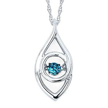 .925 SS 0.07ct Blue Diamond Iris Shimmering Diamonds® Pendant 18"