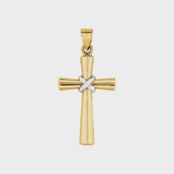 14k 2-Tone Gold Cross