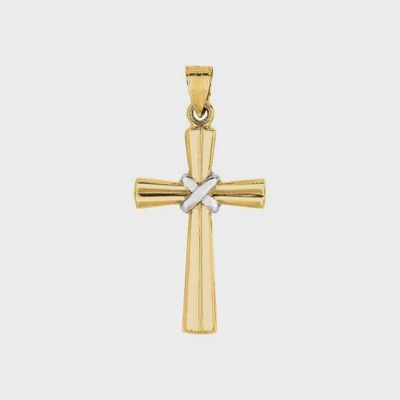 14k 2-Tone Gold Cross