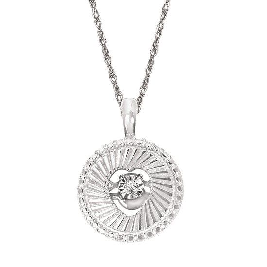 SS 0.02ctw Shimmering Diamonds® Disc Heart Pendant 18" Chain