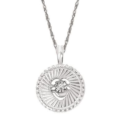 SS 0.02ctw Shimmering Diamonds® Disc Heart Pendant 18" Chain
