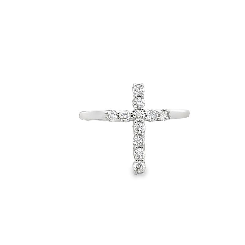 14k WG 0.50ctw Diamond Cross Ring